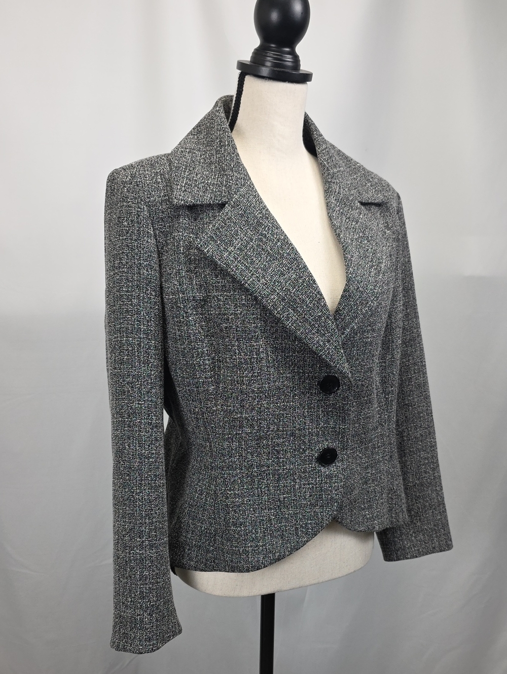metrostyle Heathered Gray Tweed Blazer Jacket Size 10